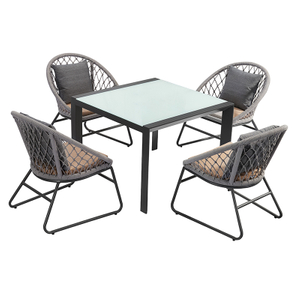 Patio Poolside Furniture Garden Dining Set Aluminum Rope Chair