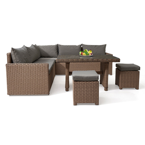 All Weather Garden Bistro Cane Set Metal Outdoor Large Rattan Furniture Patio Wicker Sofa