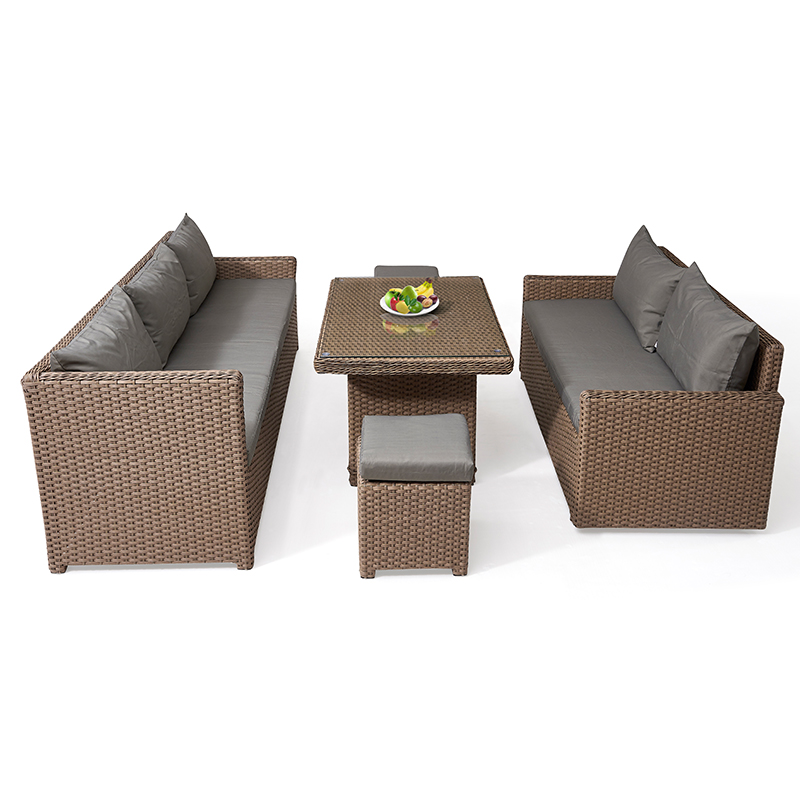 All Weather Garden Bistro Cane Set Metal Outdoor Large Rattan Furniture Patio Wicker Sofa