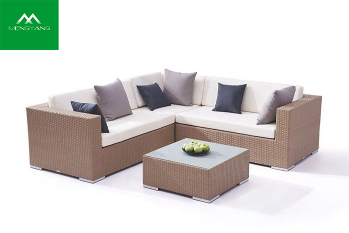 Large Aluminum PE Rattan All weather Garden Sofa 