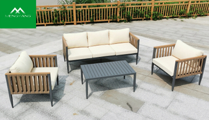 Furniture Woven Rope Black Aluminium Frame Patio Sofa Set