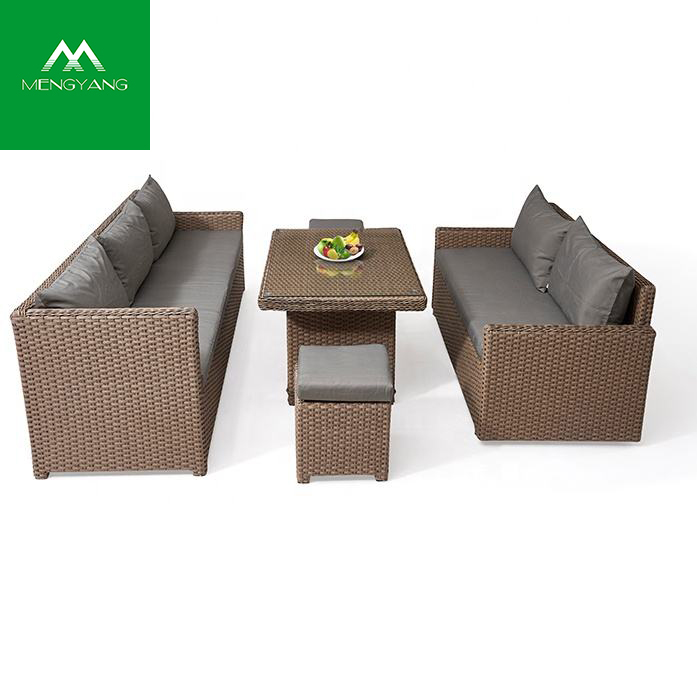 Customized Sectional Outdoor Rattan Furniture Restaurant Dining Sofa Set 