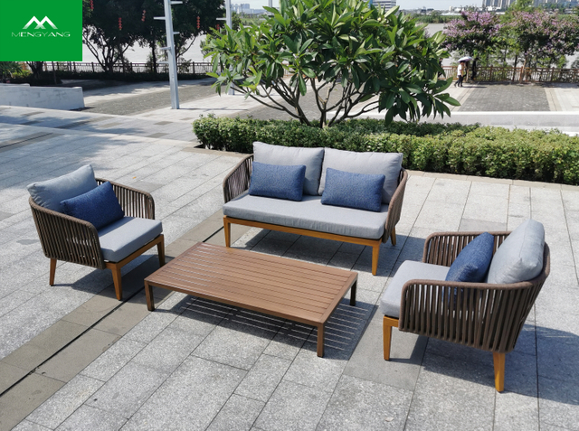 Good Quality Teak Wood Garden Furniture Outdoor Rope Sofa