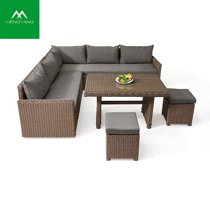 Customized Sectional Outdoor Rattan Furniture Restaurant Dining Sofa Set 