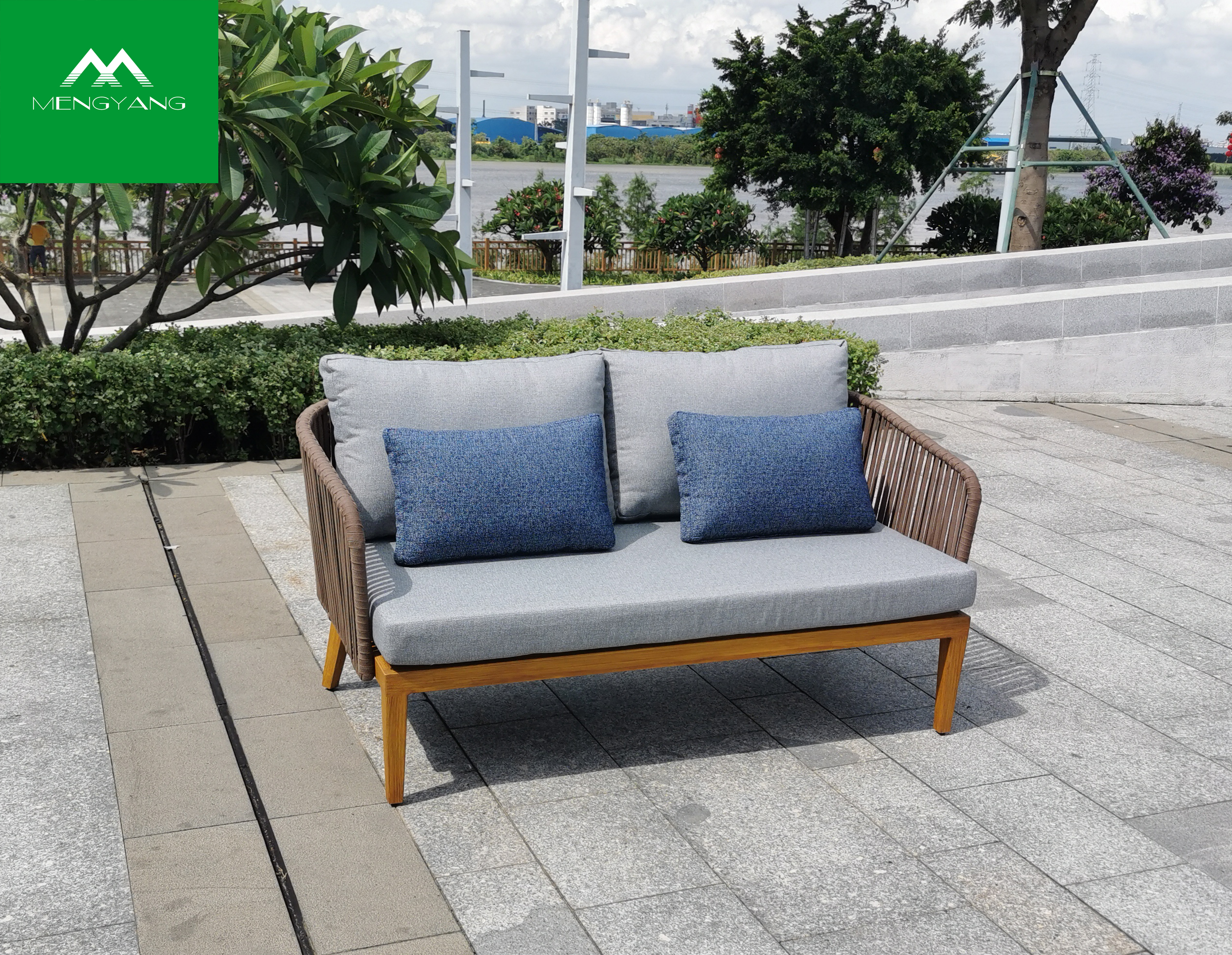 Good Quality Teak Wood Garden Furniture Outdoor Rope Sofa