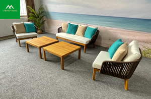 Teak Grain Aluminum Rope Comfortable Patio Furniture