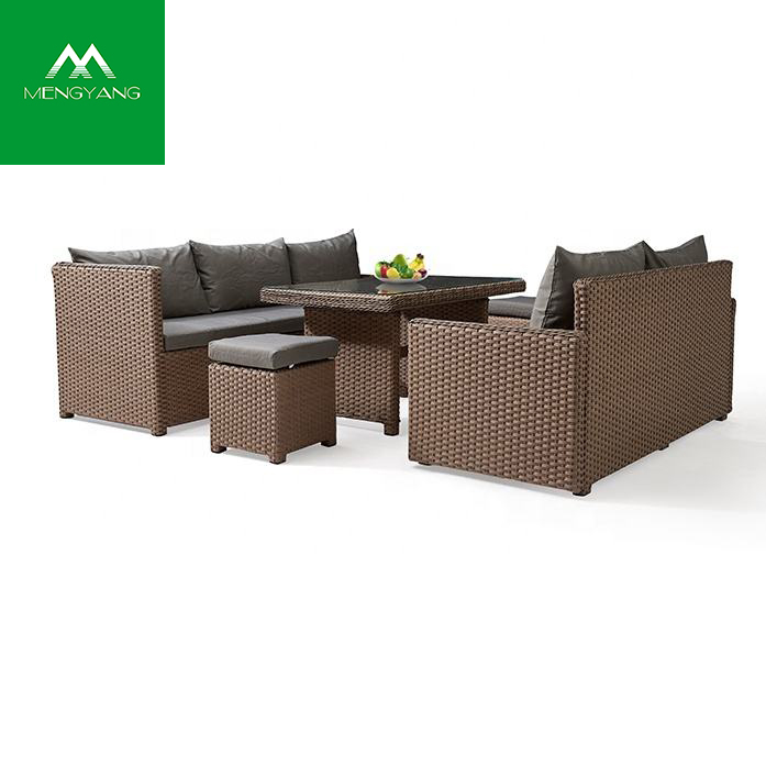 Customized Sectional Outdoor Rattan Furniture Restaurant Dining Sofa Set 